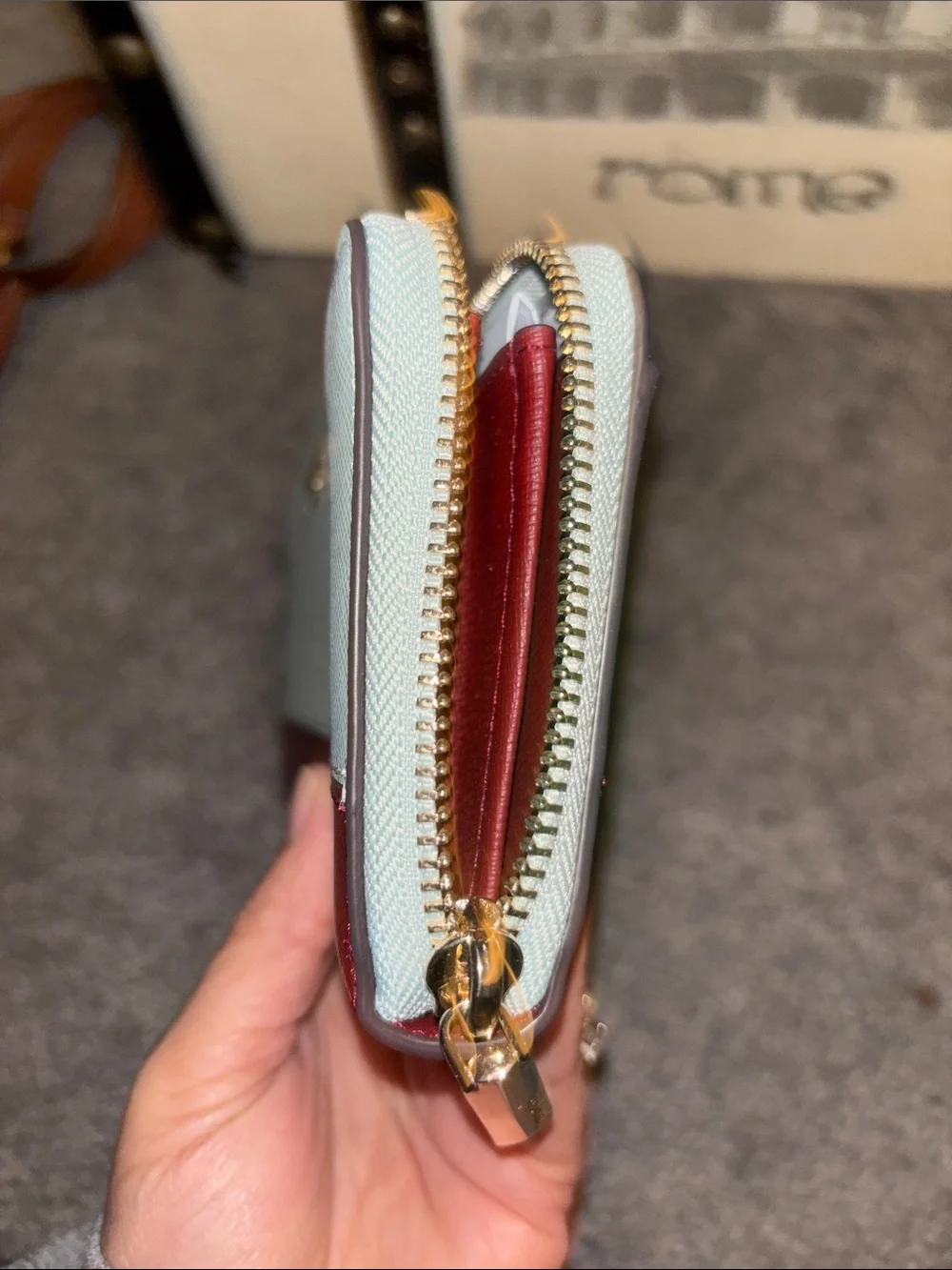 kate spade Two-Tone Zip Wallet in Mint and Wine